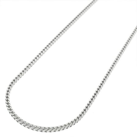 Link Square Necklace - Sterling Silver Italian 1.5mm Solid Franco Square Box Link 925 Rhodium Necklace Chain 18
