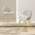 thumbnail image 3 of Tcbosik Dining Chairs Set of 2, Upholstered Kitchen Chairs, Modern Teddy Fabric Side Chair with Metal Legs for Small Space, Living Room, Kitchen, White, 3 of 9