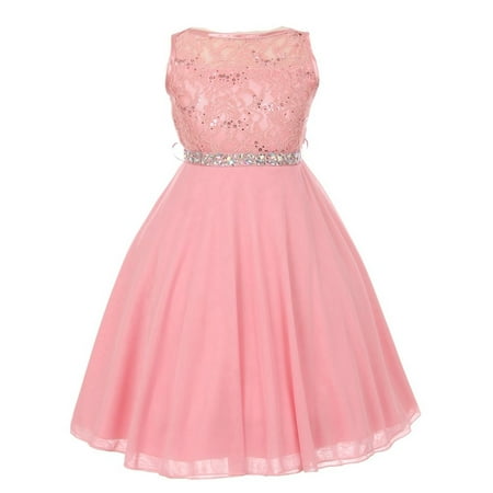 Sparkle Bridesmaid Dress - Girls Dusty Pink Sparkle Sequin Lace Chiffon Junior Bridesmaid Dress