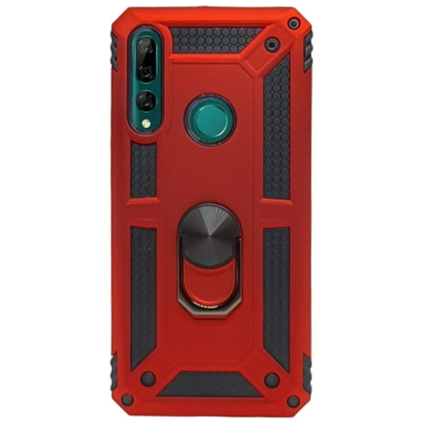 Funda Uso Rudo Con Anillo Magnético Para Huawei Y9 Prime Rojo Más 2 Micas De Cristal Cely Vesmir
