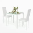 thumbnail image 5 of Lofka Modern Glass Dining Kitchen Table set with 2 PU Leather Back Chairs, White, 5 of 6