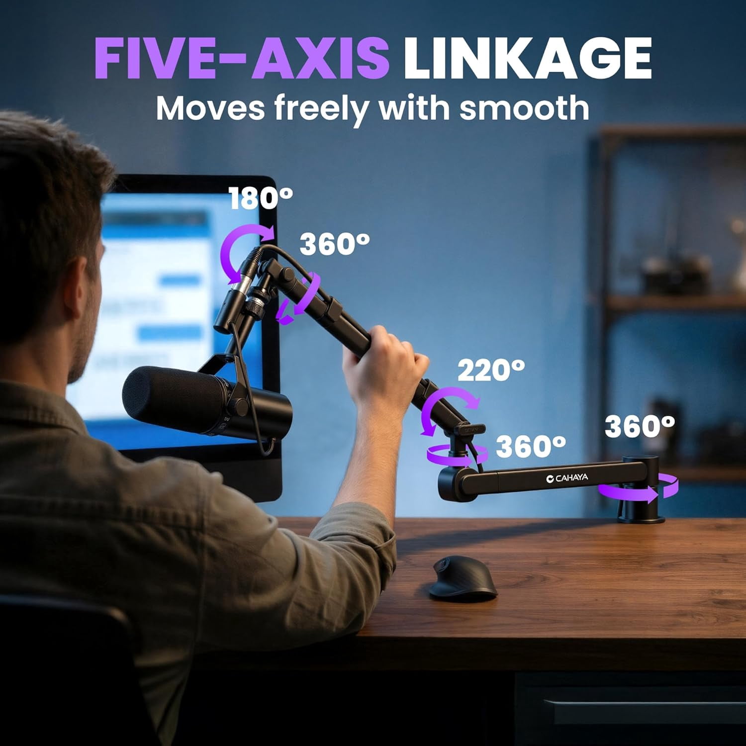 Low  Mic  Arm Stand with 3.5 Extension Pole for  SM7B BlueYeti