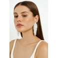 thumbnail image 2 of AeraVida Beautiful Cascading Cluster of White Metallic Beads Clip-on Earrings, 2 of 8