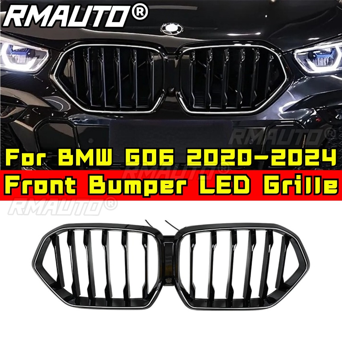 Front Fog Light Grille Cover Trim For BMW X6 2012-2014 - Right Side, Black, Replacement Panel-334215