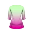 thumbnail image 7 of Jsaierl 3/4 Sleeve Plus Size Womens Tops Casual Round Neck Shirts Fashion Gradient Ladies Blouses Going Out Vacation Tunic Top XL-5XL, 7 of 7