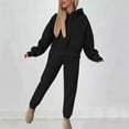 thumbnail image 2 of 2 Piece Sets for Plus Size Women Fall Linen Two Piece Set Women Beach Women's Solid Color Comfortable Casual Fashion Temperament With Hoodie Hoodie Pants Two-piece Suit, 2 of 6
