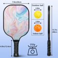 thumbnail image 4 of Pickleball Paddles Set Of 2, Fiberglass Surface, Liquid & Marble Print, 4 Balls & Bag, 4 of 5