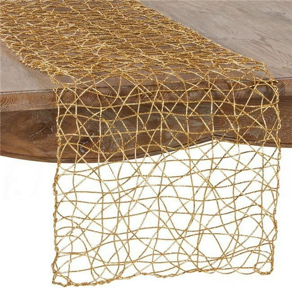 Saro Lifestyle Wire Nest Design Runner - 16"x72" Gold