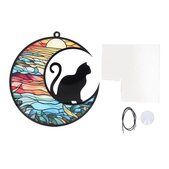Attrape-soleil pour Chat Vitrail Suspendu Vitrail Vitrail Attrape-Soleil Chat Commémoratif Attrape-Soleil Vitrail Vitrail Suspendu Vitrail Coloré Imprimé Acrylique Ornements Suspendus pour
