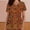 A1113 Brown, variant on Scrub Tops for Women V Neck Short Sleeve Novelty Chevron Pattern Professional Nursing Uniform Soft Breathable Functional Pockets Work Clothes