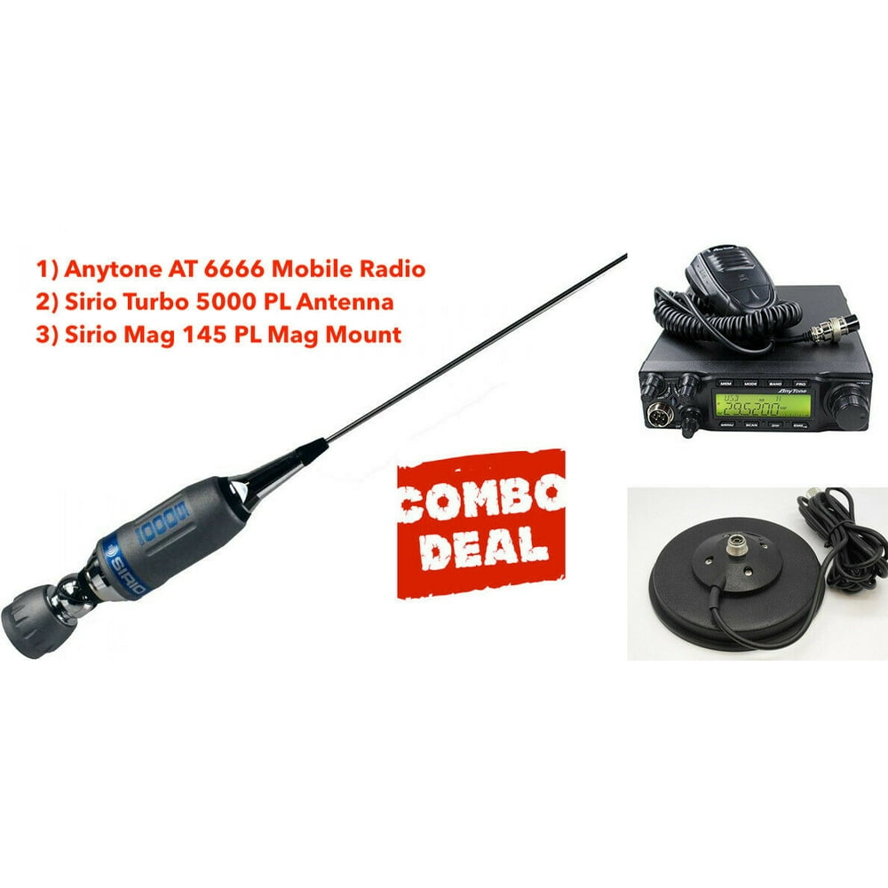 Combo: Anytone AT 6666 Mobile Radio with Sirio Turbo 5000 PL Antenna ...