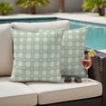 thumbnail image 4 of Green Plaid Outdoor Waterproof Pillow Covers, Country Cute Love Pastoral Heart Lattice Decorative Square Throw Pillowcase Sofa Cushion Sham for Patio/Couch/Chair, 20"x20" 2 Pack, 4 of 8