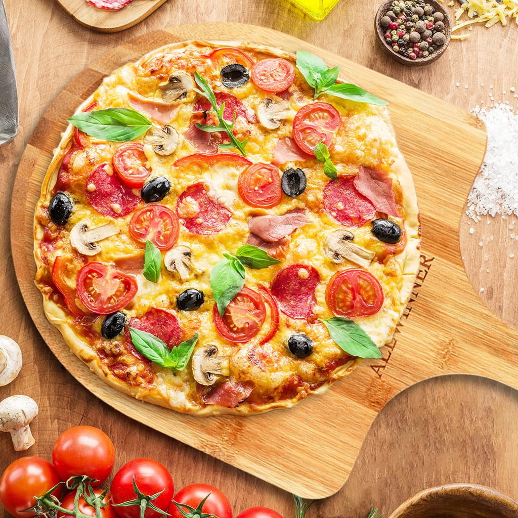 12 Inch 2 Pack Wooden Pizza Peels, Kitchen Baking Board for Bread Pie