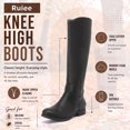 thumbnail image 3 of LOVE STEETLY Women's Knee High Low Heel Riding Boots, Side Zipper Round Toe Faux Leather Casual Comfort Versatile Boot, 3 of 6