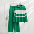 thumbnail image 4 of NARABB Women's Sweater Set Solid Color Long Sleeve Sweater Set Knit Top Long Pants Long Sleeve Turndown Set Loose Fiting Suit, 4 of 4