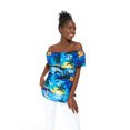 thumbnail image 5 of Women's Hawaiian Off-Shoulder Ruffle Muumuu Top in Sunset Blue XL, 5 of 5