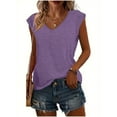 thumbnail image 3 of ZOELNIC 3 Pack Women’s V Neck T Shirts, Cap Sleeve Summer Casual Tops Loose Fit Short Sleeve Tees 2025 Trendy Shirts, S, 3 of 6