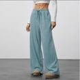 thumbnail image 6 of PNTUTB Women's Casual Solid Color Lightweight Drapey Elastic Waist Drawstring Relaxed Comfortable Wide Leg Pants, 6 of 6