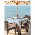 thumbnail image 3 of Outdoor Tablecloth with Umbrella Hole for Patio/Picnic/Party/Camping, Sea Turtle Coastal Waterproof Table Cloth Square Cover Washable, Floral Starfish Blue Checkered (60"x 60"), 3 of 8