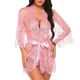 thumbnail image 1 of Vestido de encaje Sexy + tangas de Tanga para Mujer, ropa de dormir transparente erótica, pijamas, camisón de encaje, disfraces porno, ropa interior, 1 of 5