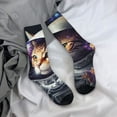 thumbnail image 5 of Sigee Astronaut Cat for Contrast Design Soft Moisture-Wicking Socks Crew Casual Athletic Stretchy Loose Middle Tube Socks, 5 of 6