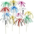 thumbnail image 1 of HLONK 100 Pieces Firework Cupcake Toppers Foil Frill Toothpicks Holiday Cake Decorations 9 Inch Coconut Tree Shape Food Picks for Christmas Thanksgiving Party Favors Supplies  Multicolore, 1 of 6