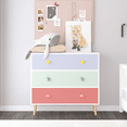 thumbnail image 2 of Oufan Kids 3 Drawer Dresser, Baby Nightstand for Bedroom, Storage Cabinet for Toddler Child for Living Room, Toddler Room, Nursery, Closet, Apartment (Colorful), 2 of 10
