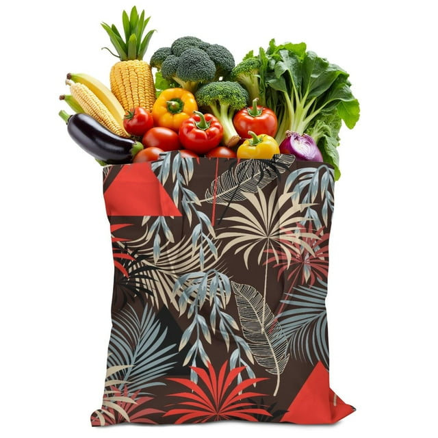 Fourre-tout en Toile Tropicale Rétro Esthétique, Sac Réutilisable Inspiré des Paumes pour Femmes, Sac à Main Léger et Écoresponsable pour la Plage et les Vacances