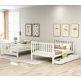thumbnail image 2 of Full Over Full Bunk Bed with Shelves & 6 Storage Drawers, Solid Wooden Bunk Bed Frame with Storag Staircase & Safety Guardrail, Detachable Bunk Beds for Kids Teens Adults, White, 2 of 9