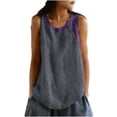 thumbnail image 3 of Aboser Retro Tank Tops for Women Plus Size Casual Sleeveless T Shirts Breathable Cotton Linen Shirt Loose Color Block Blouses Comfy Round Neck Tee Top, 3 of 8
