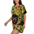 thumbnail image 2 of Kdxio Black Head Woman with Mushroom Hair Print Pajamas Sets for Women Short-Sleeved Pjs with Lounge Shorts Two Piece Sleepwear S-4XL, 2 of 8