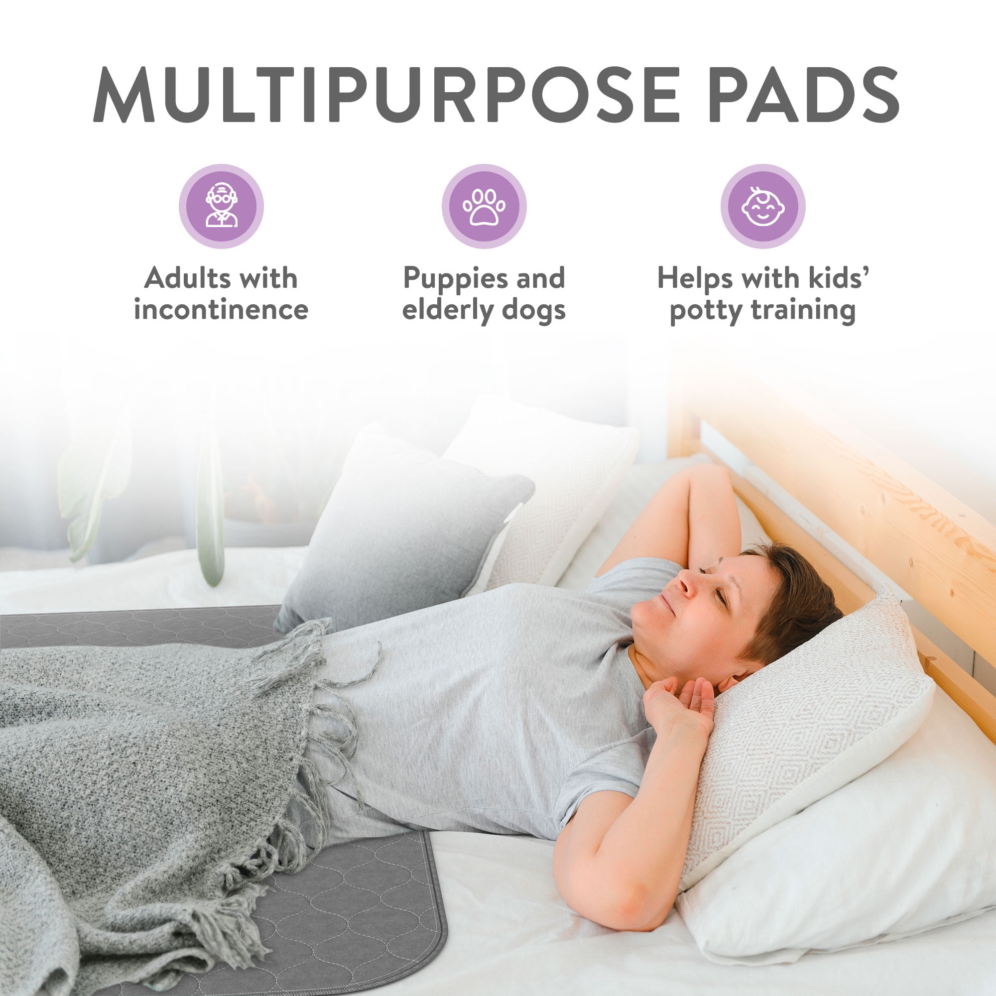 Inspire Underpads,  Reusable  Bed Pads Washable Waterproof, Comfort Fit, Extra Long 34 x 52 (2 Count)