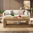 thumbnail image 6 of Finmind Rectangular Coffee Table for Living Room, 47.24-inch Farmhouse 2-Tier Accent Center Tea Cocktail Table with Storage, Light Brown, 6 of 8