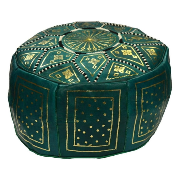 Moroccan Poofs Hand Made 100% Leather Ottoman Comfortable Round Design Foot Stool
