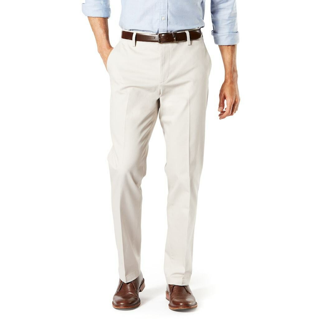 DOCKERS MENS SIGNATURE KHAKI STRAIGHT FIT LUX COTTON STRETCH PANTS Shirt Gripper (Cloud,32 x 34