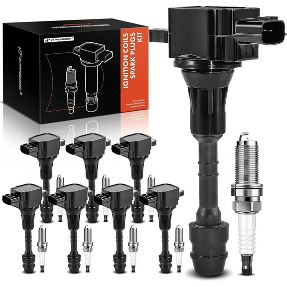 A-Premium Set of 8 Ignition Coil Pack and Iridium Spark Plugs Compatible with Infiniti M45 2003-2004 2006-2010, FX45 2003-2008, Q45 2002-2006, 4.5L, Replace# 22448AR215, NGK4469