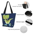 thumbnail image 4 of Kll Tote Bag For Women Dino Playing Roller Skate,Cartoon Dinosaurs Print Shopping Grocery Reusable Bags For Office School Shopping Travel, 4 of 7