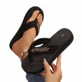 thumbnail image 2 of Xdegoge Flatform Sandals for Women Summer Flip Flops Thick Sole Wedge Thong Shoes Rhinestone Leaf Decoration Open Toe Lightweight Beach Walking Footwear Casual Slides, 2 of 9