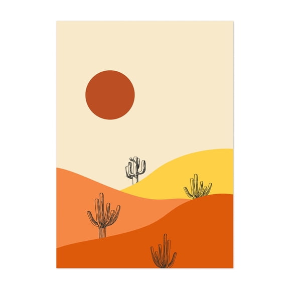 Abstract desert landscape - Illustration Unframed Wall Art Print 5 x 7 inches