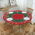 thumbnail image 2 of Christmas Tree Snowflake Round Fitted Tablecloth with Elastic Edged Decorative Kitchen Dining Table Cloth Cover Fits 40-44" Round Table, 2 of 4