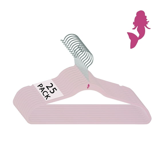 Simplify 25 Pack Kids Velvet Child Clothes Shirt Hangers, Blush Pink