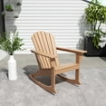 thumbnail image 3 of WestinTrends Dylan Outdoor Rocking Chair, All Weather Poly Lumber Seashell Adirondack Rocker Chair, 350 Lbs Support Patio Rocking Chairs for Porch Garden Backyard and Indoor, Teak, 3 of 9