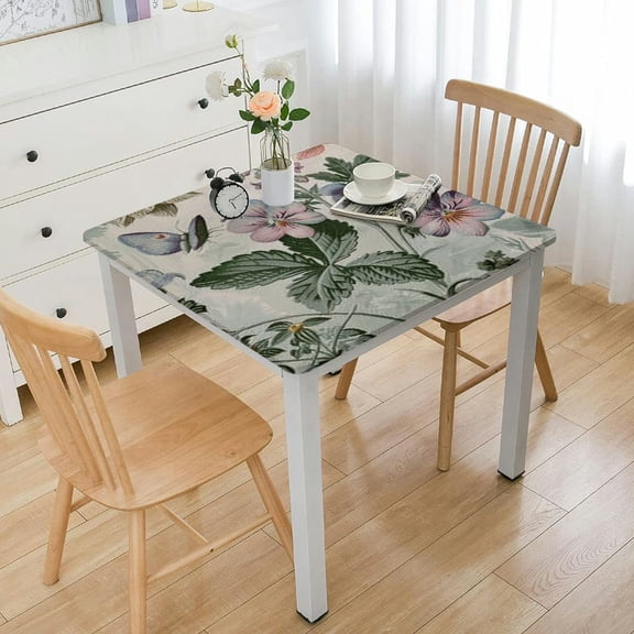 BANET Spring Tablecloth Rectangular, Watercolor Wildflowers Floral Herbs Washable Table Cover for Party Picnic Dinner Decor white