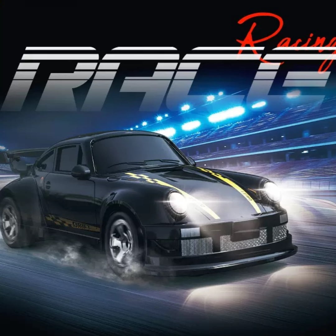 1/64 Scale 2.4G High Speed Drift RC Car, Remote Control Drift 4WD Mini Lights System, Desktop Drift Car for Adults (Black)