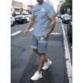 thumbnail image 5 of Ropa deportiva para hombre, camiseta de manga corta y pantalones cortos, traje completo de verano de 2 piezas, traje deportivo informal a la moda para correr, novedad de 2024, 5 of 5