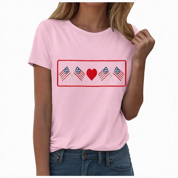 Duqingm America Shirts for Women 250th Anniversary USA Shirt Womens 250 Years Semiquincentennial V Neck T-Shirt American Flag Graphic Tee Casual Top Pink,3XL