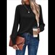thumbnail image 1 of Camiseta de Larga con Cuello Alto y Ojales para Mujer, Elegante, Informal, , de Negocios, Elástica, con Aberturas Negro L, 1 of 9
