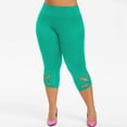 thumbnail image 4 of USNSM Capri Leggings for Women Plus Size 2024 Summer Capri Pants Stretch Slimming Workout Yoga Pants Hollow Out Leggings Green XXXL, 4 of 8