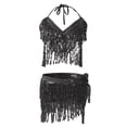 thumbnail image 6 of EDFBUYKRS Female Skirts Ruffle Mini Skirt Women Light Green Women's Belly Dance Bra Top with Chest with Fringe, 6 of 6