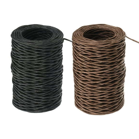 Uxcell 164Ft Floral Bind Wire Wrap Twine 2mm Florist Wire Iron Wire Paper Covered Vine, Khaki Black 2 Pcs